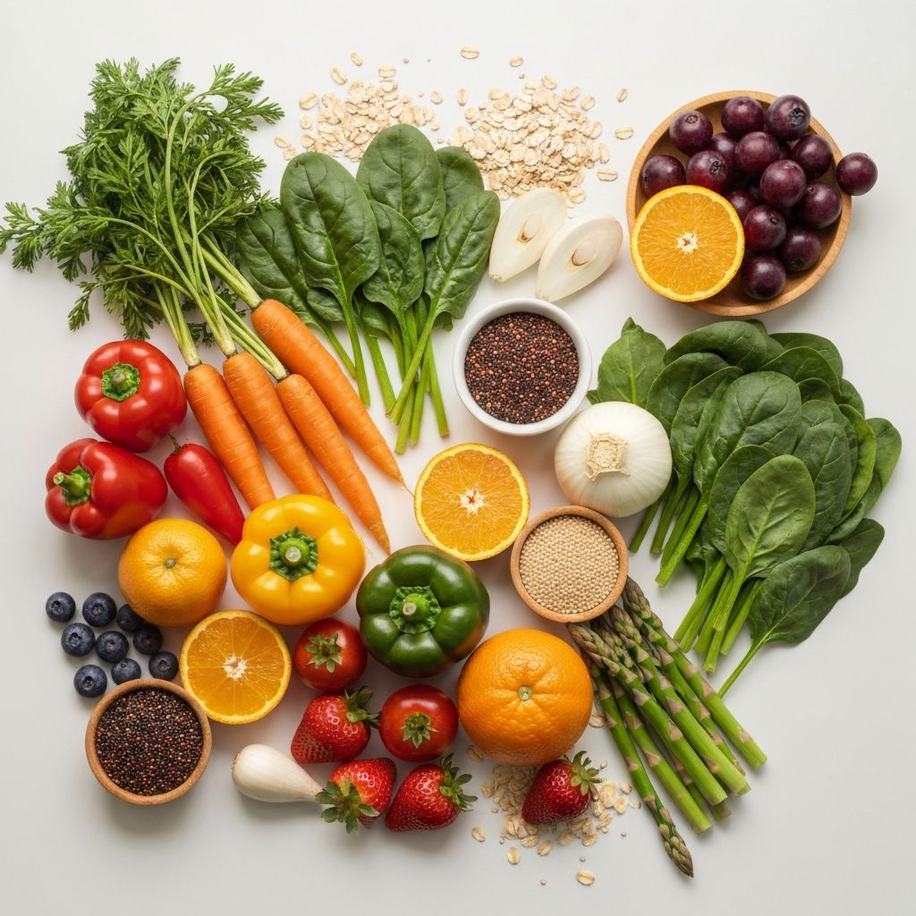 Fresh plant-based vegetables and fruits